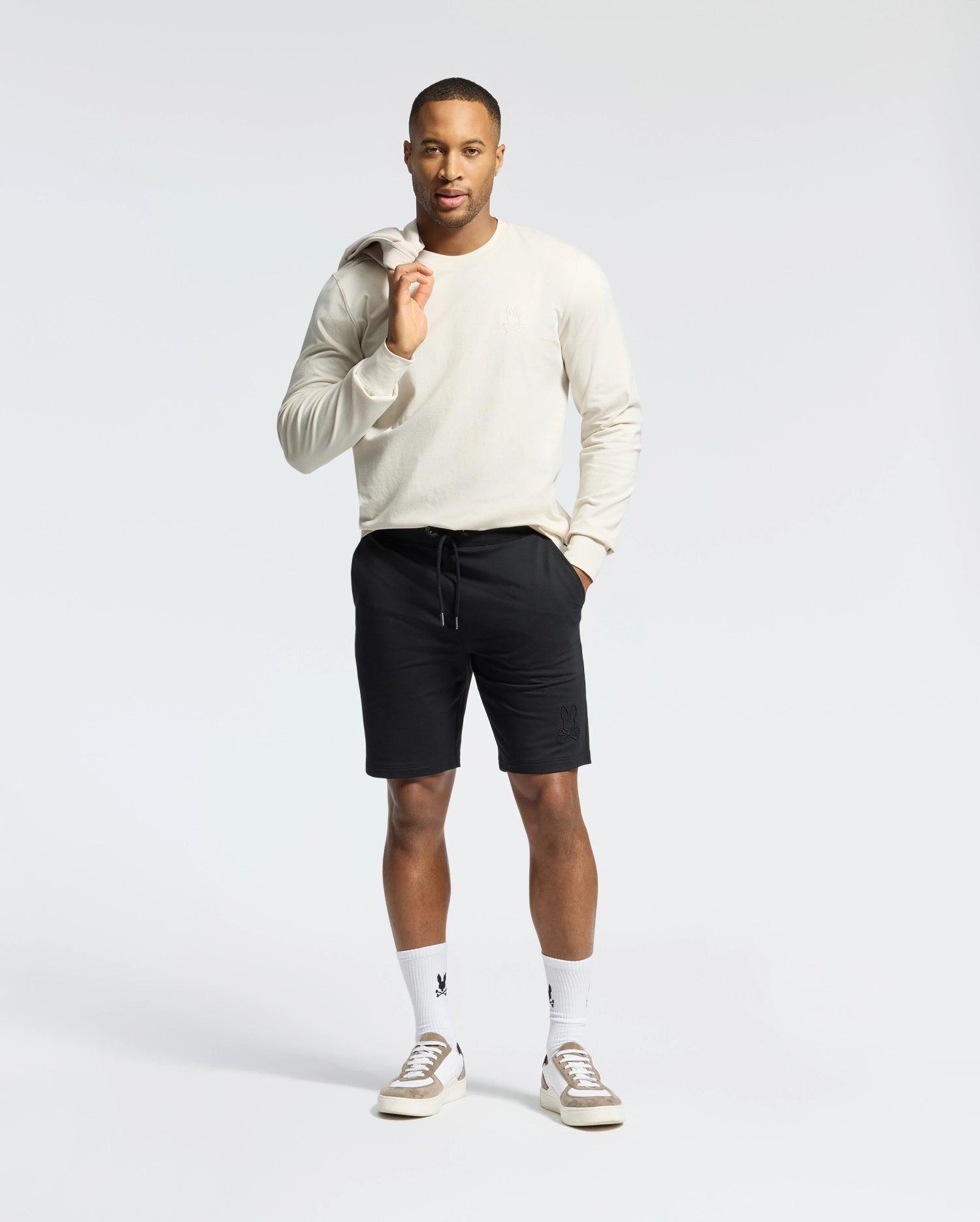 Men's Levanzo Embroidered Micro French Terry Sweatshort 001 BLACK / XXXL Product Image