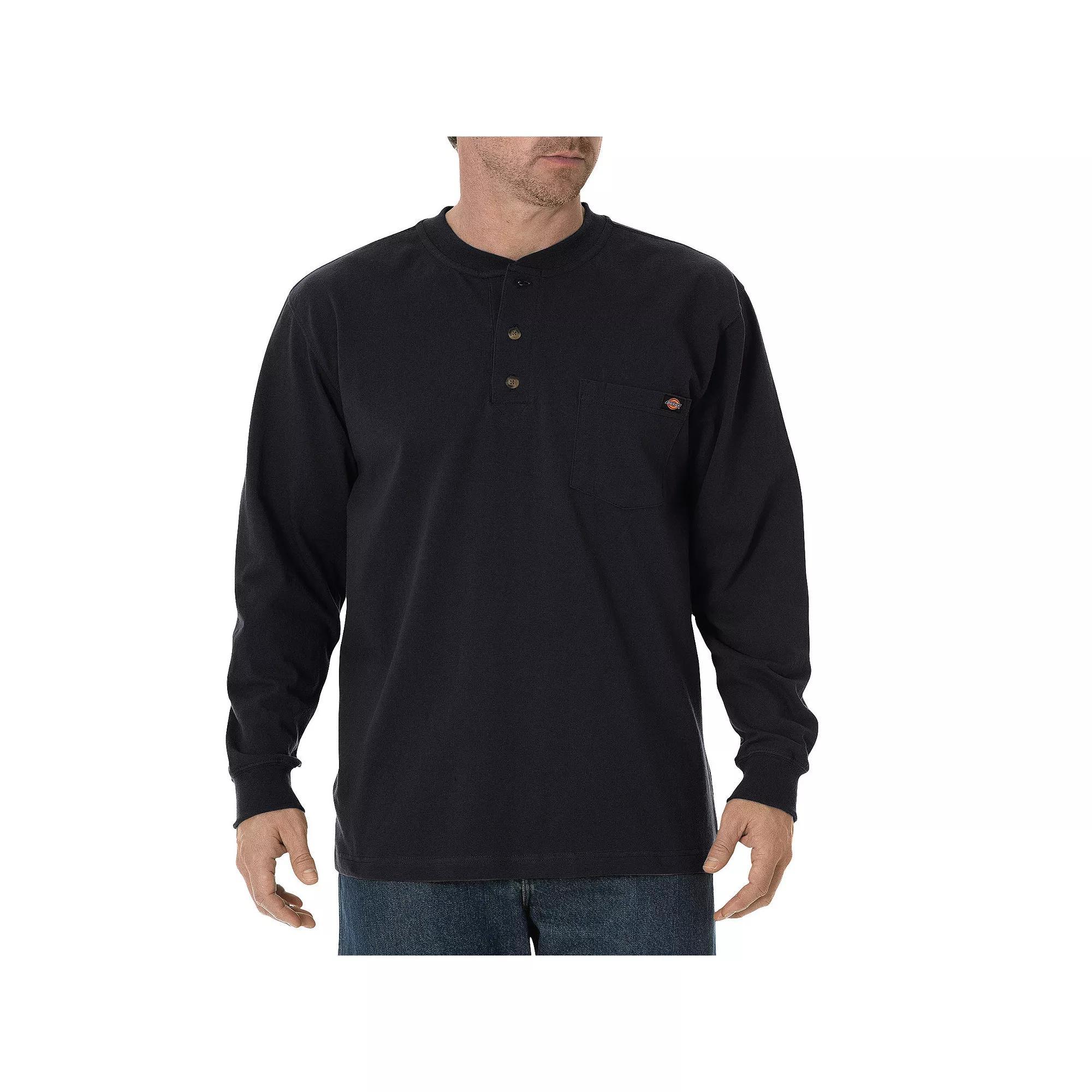 Men's Dickies Heavyweight Henley, Size: Large, Black Product Image