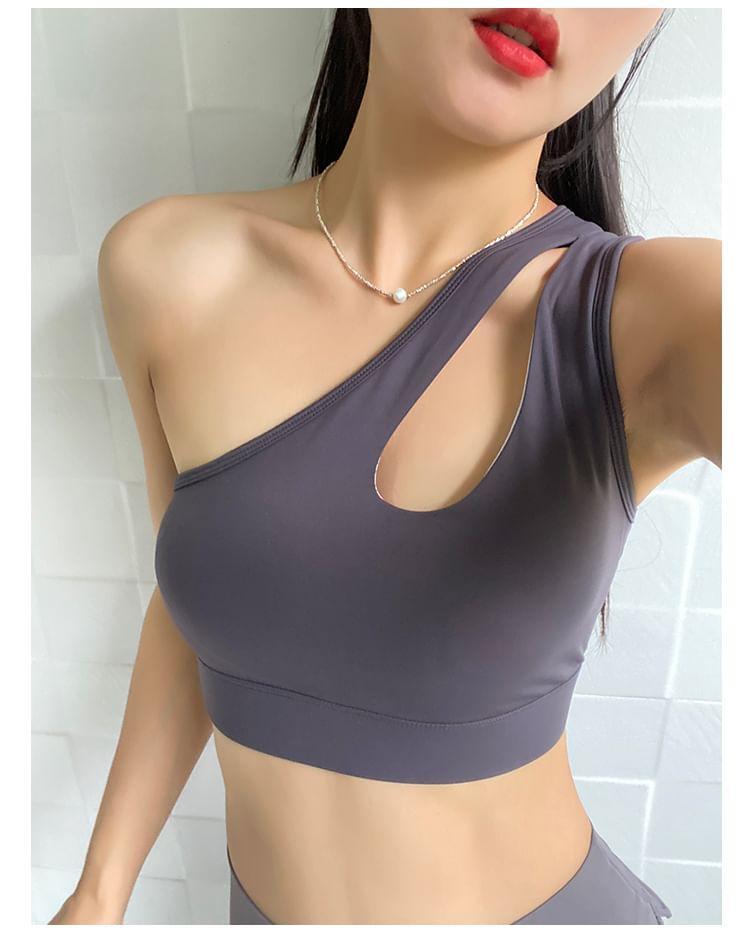 Cutout Asymmetrical Sports Bra Product Image