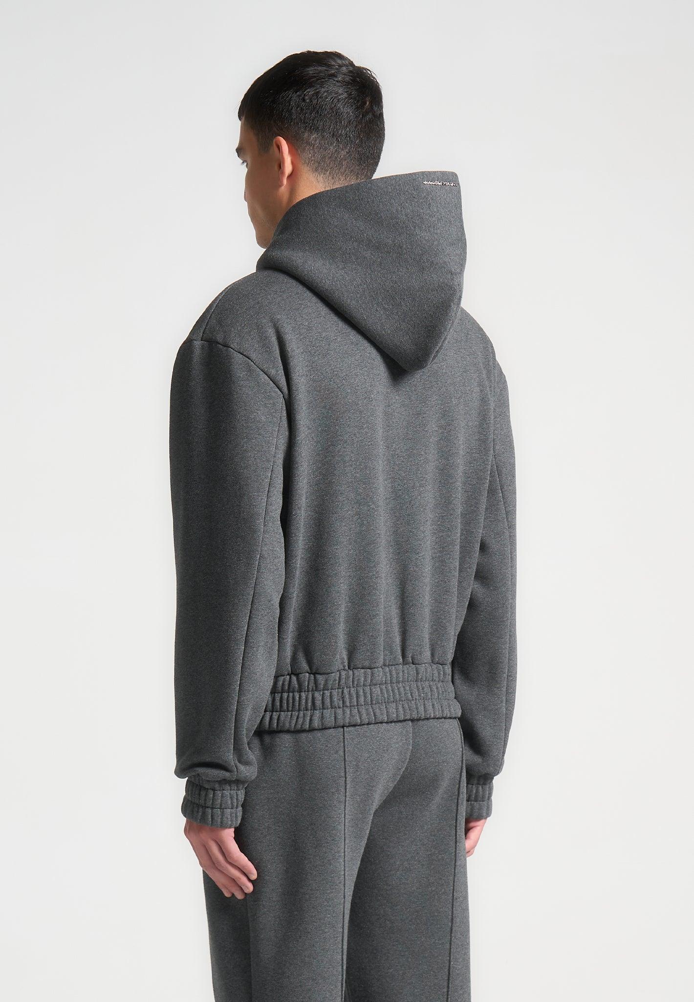 Éternel Eiffel Embossed Zip Hoodie - Dark Grey Male Product Image