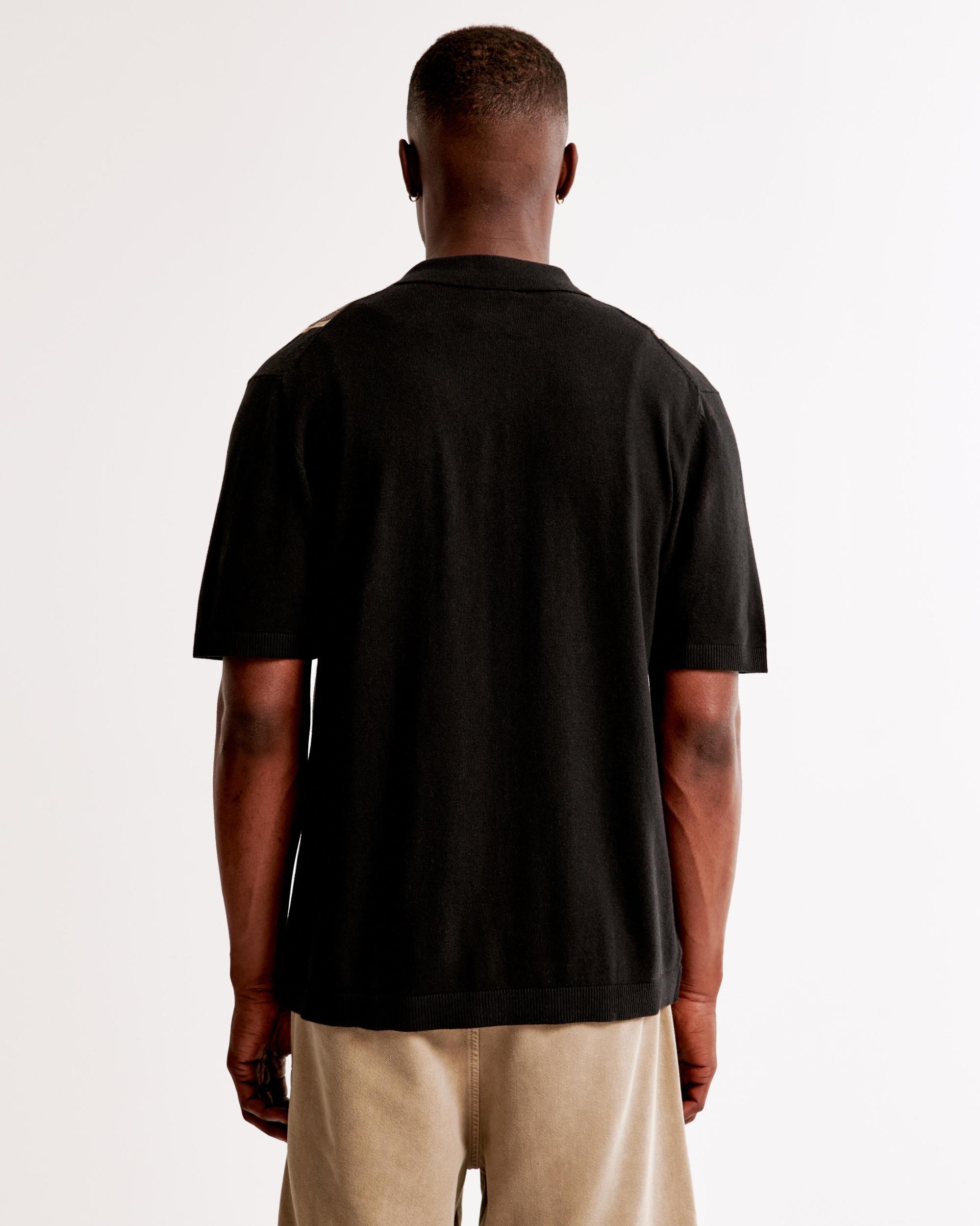 Retro Striped Button-Through Sweater Polo Product Image