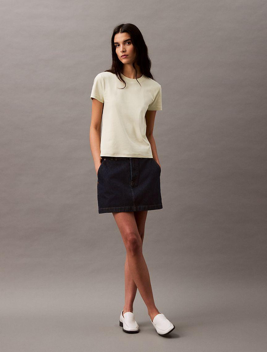 Calvin Klein Women's Liquid Cotton Crewneck Tee - Green - M Product Image