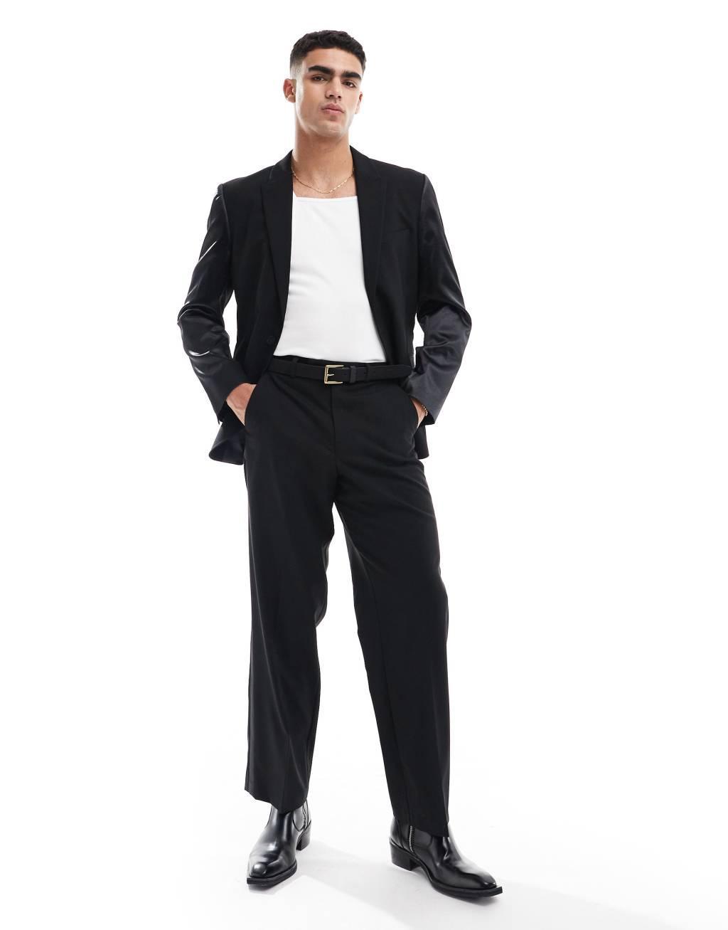 ASOS DESIGN wide suit pants in black Product Image