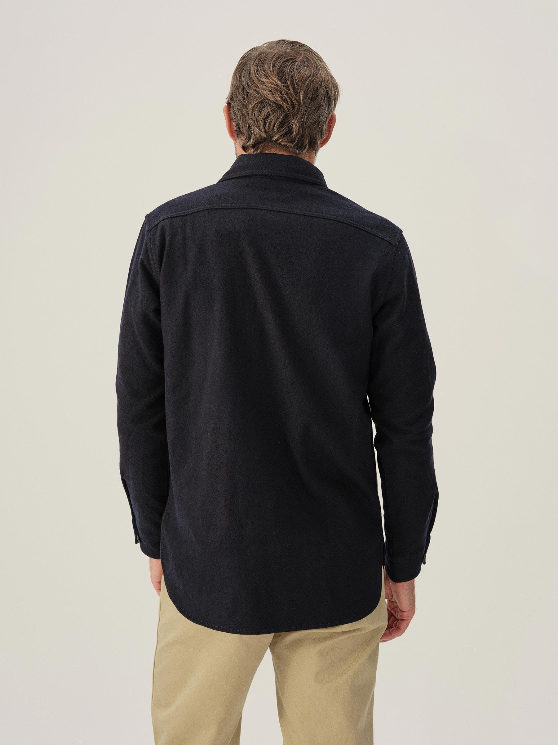 Indigo Sateen Lazy Yoke Shirt Product Image