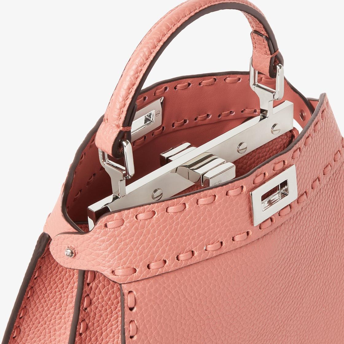 Peekaboo ISeeU PetiteMauve powder pink Selleria bag with 306 hand-sewn topstitches Product Image