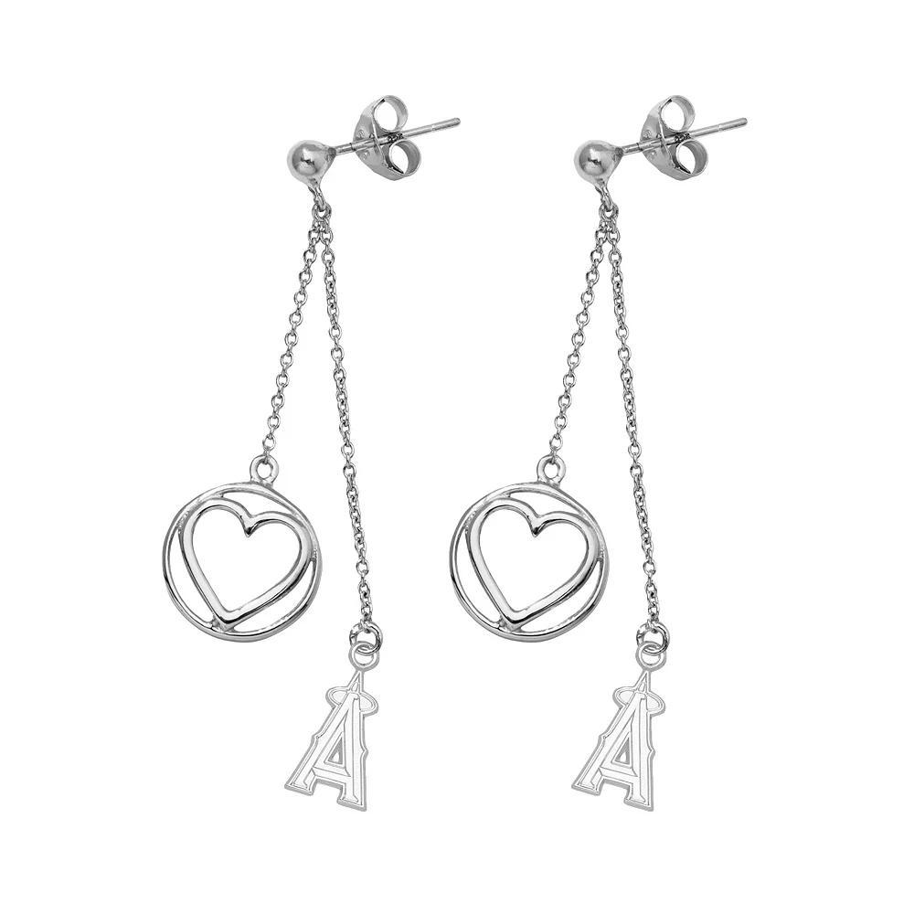 Los Angeles Angels of Anaheim Beloved Sterling Silver Linear Drop Earrings, Women's, Grey Product Image
