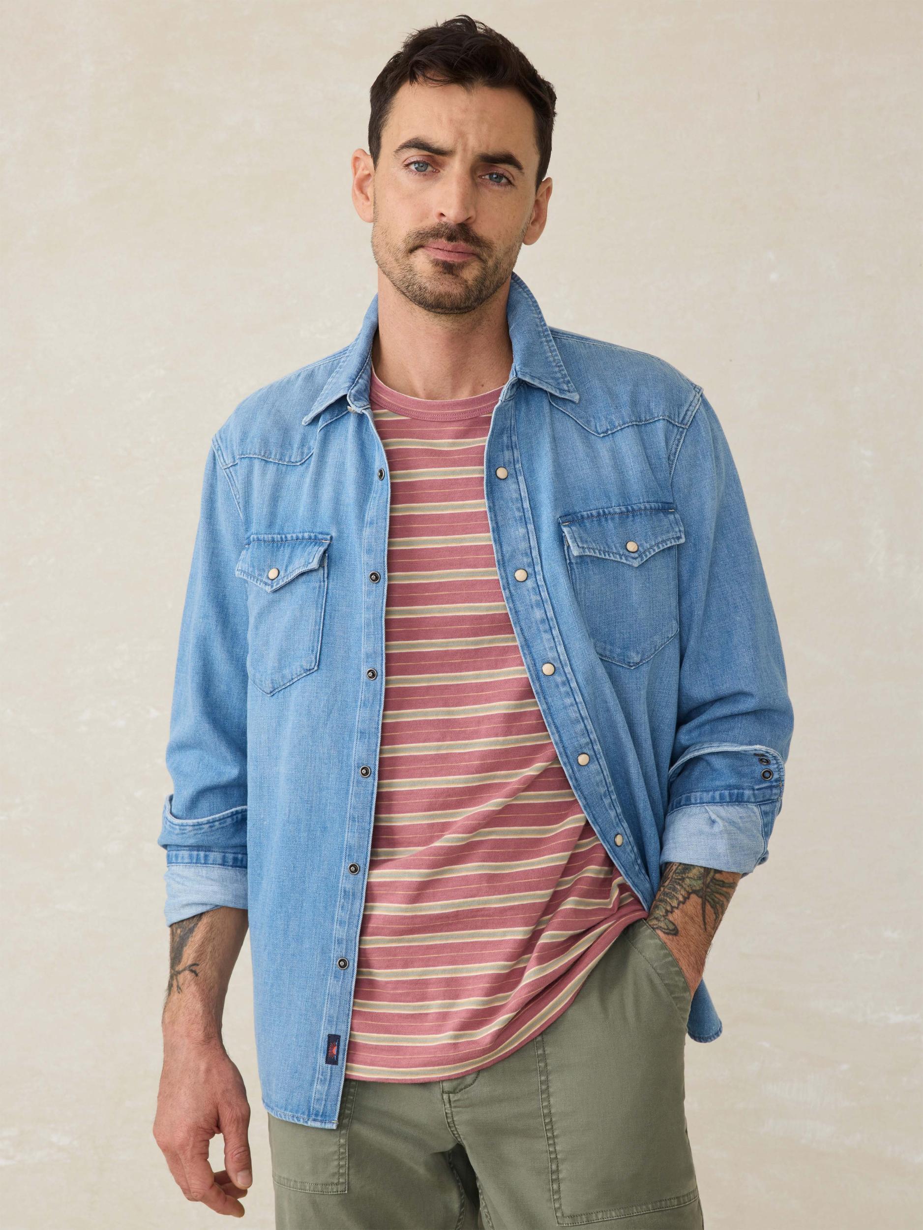 Sunwashed Tee - Red Reef Stripe Male Product Image
