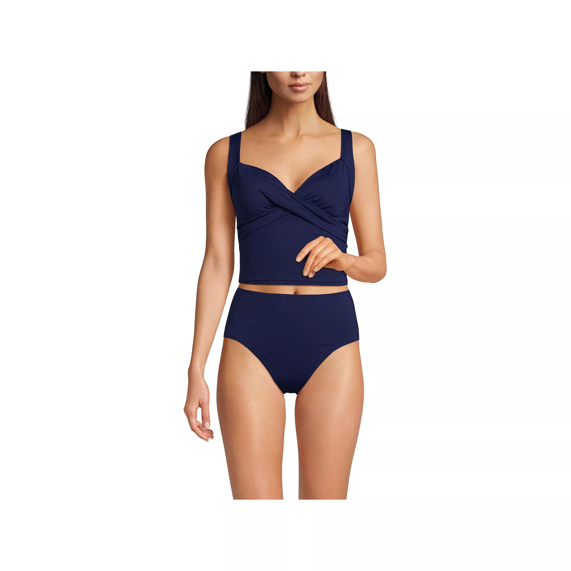 Women's Lands' End Chlorine Resistant Wireless Cropped Tankini Top, Size: 4, Deep  Blue Product Image