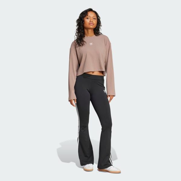 adidas Essentials Wide Rib Long Sleeve Tee Black M Womens Product Image