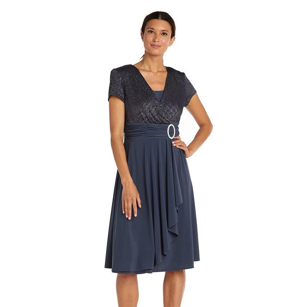 Women's R&M Richards Cascade Faux-Wrap Dress, Size: 8, Grey Product Image