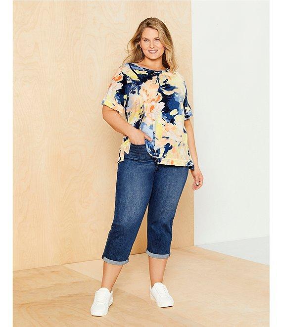 Westbound Plus Size the HIGH RISE fit Crop Pull-On Denim Jeans Product Image