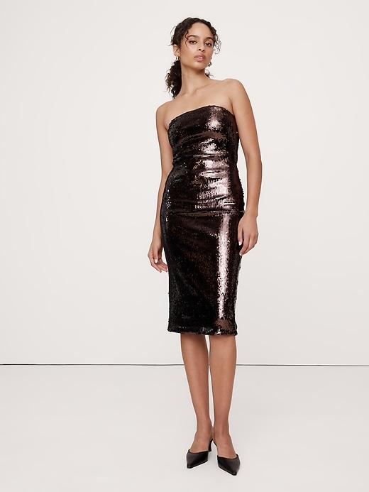 Stretch-Sequin Strapless Dress Product Image