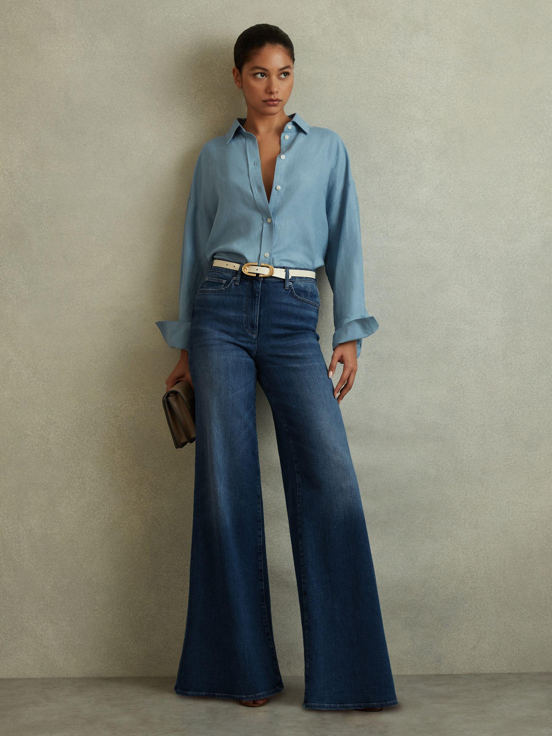 Palazzo Jeans in Mid Blue Product Image