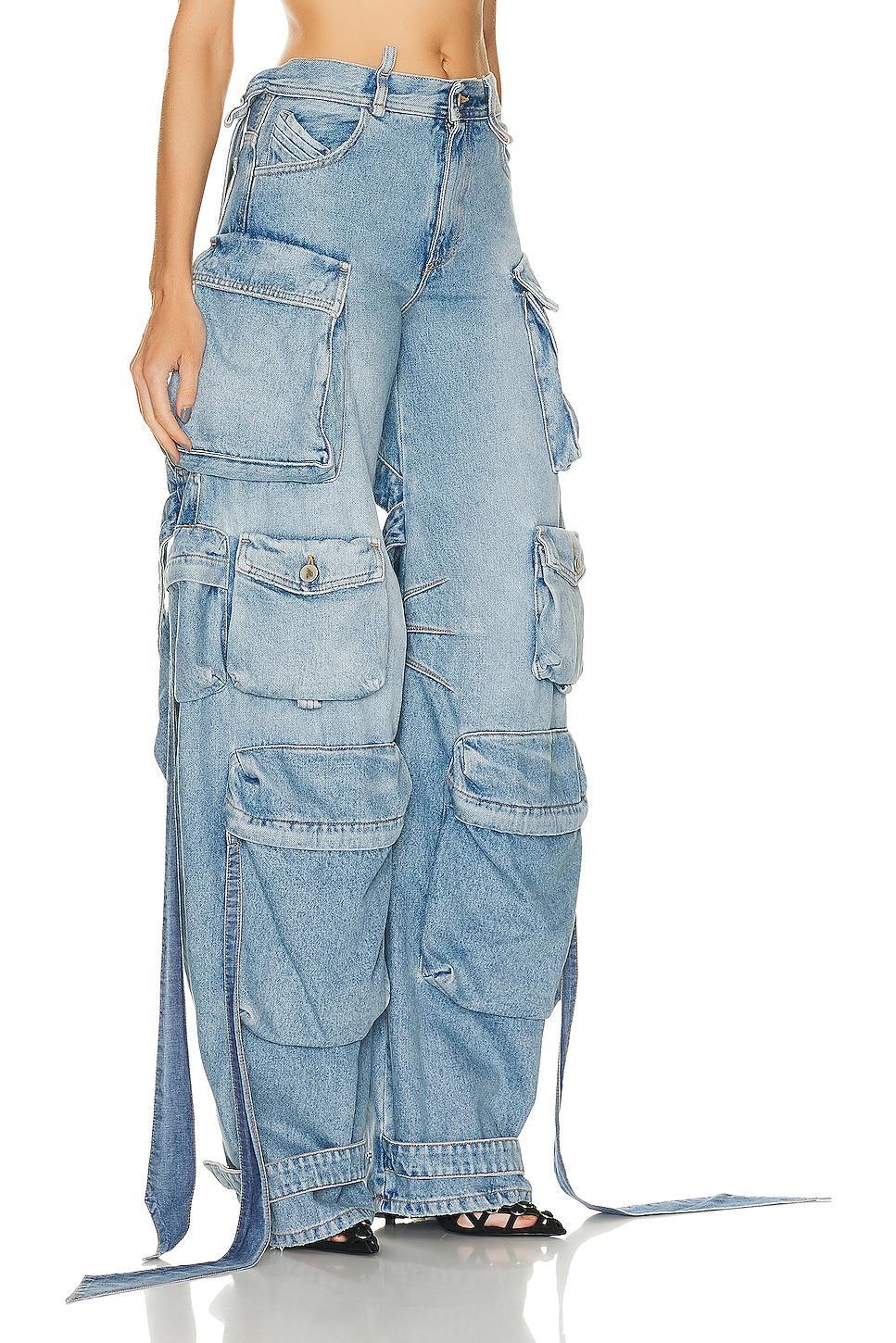 THE ATTICO Cargo Pant in Sky Blue - Blue. Size 40 (also in 36). Product Image
