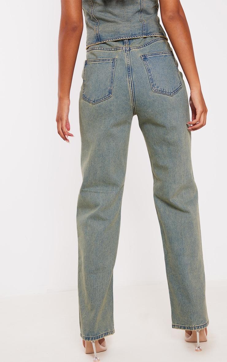Tall Indigo Vintage Wash High Waist Paneled Seam Detail Jeans Product Image
