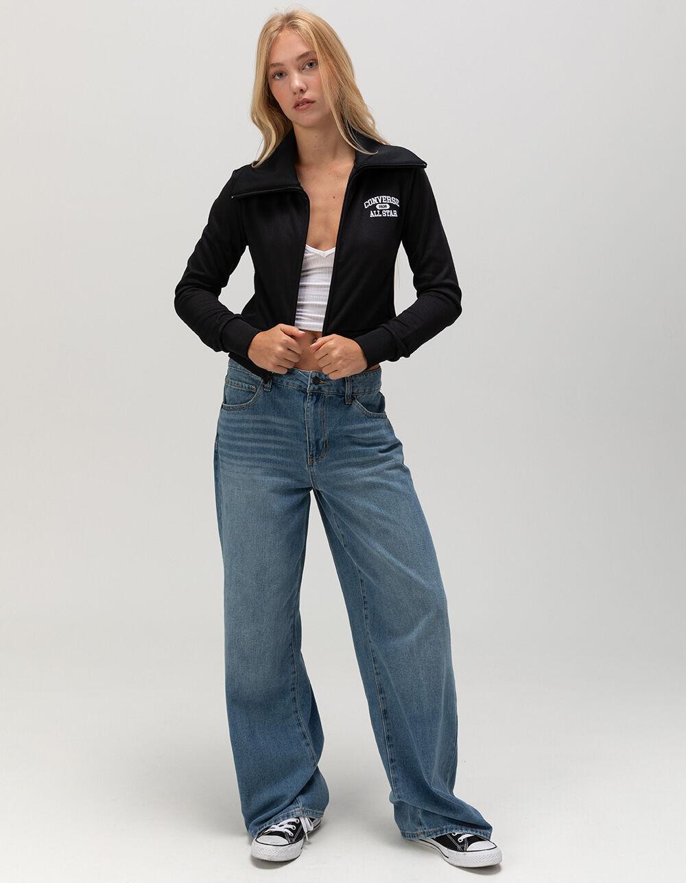 CONVERSE Retro Womens Zip-Up Track Jacket - BLACK Product Image
