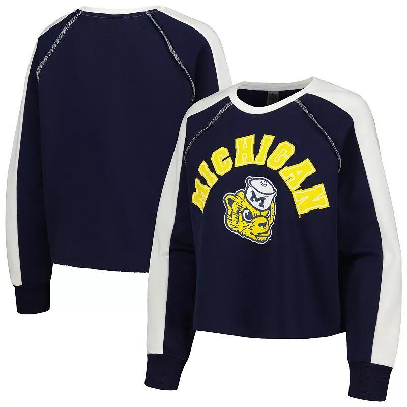 Womens Gameday Couture Michigan Wolverines Blindside RaglanCropped Pullover Sweatshirt Blue Product Image