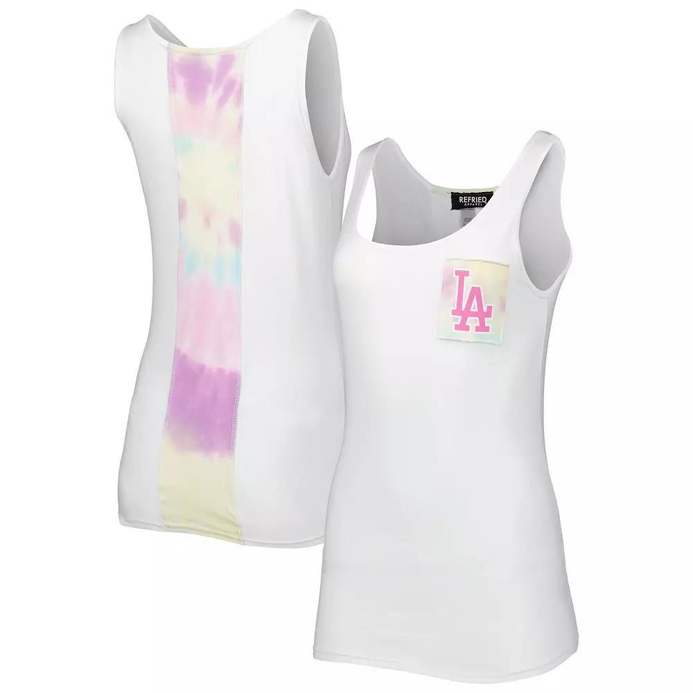 Women's Refried Apparel White Los Angeles Dodgers Tie-Dye Tank Top, Size: Medium Product Image