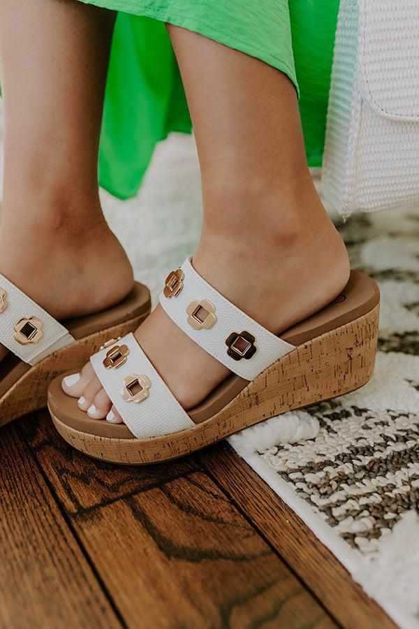 Hi Tide Faux Leather Wedge in White Product Image