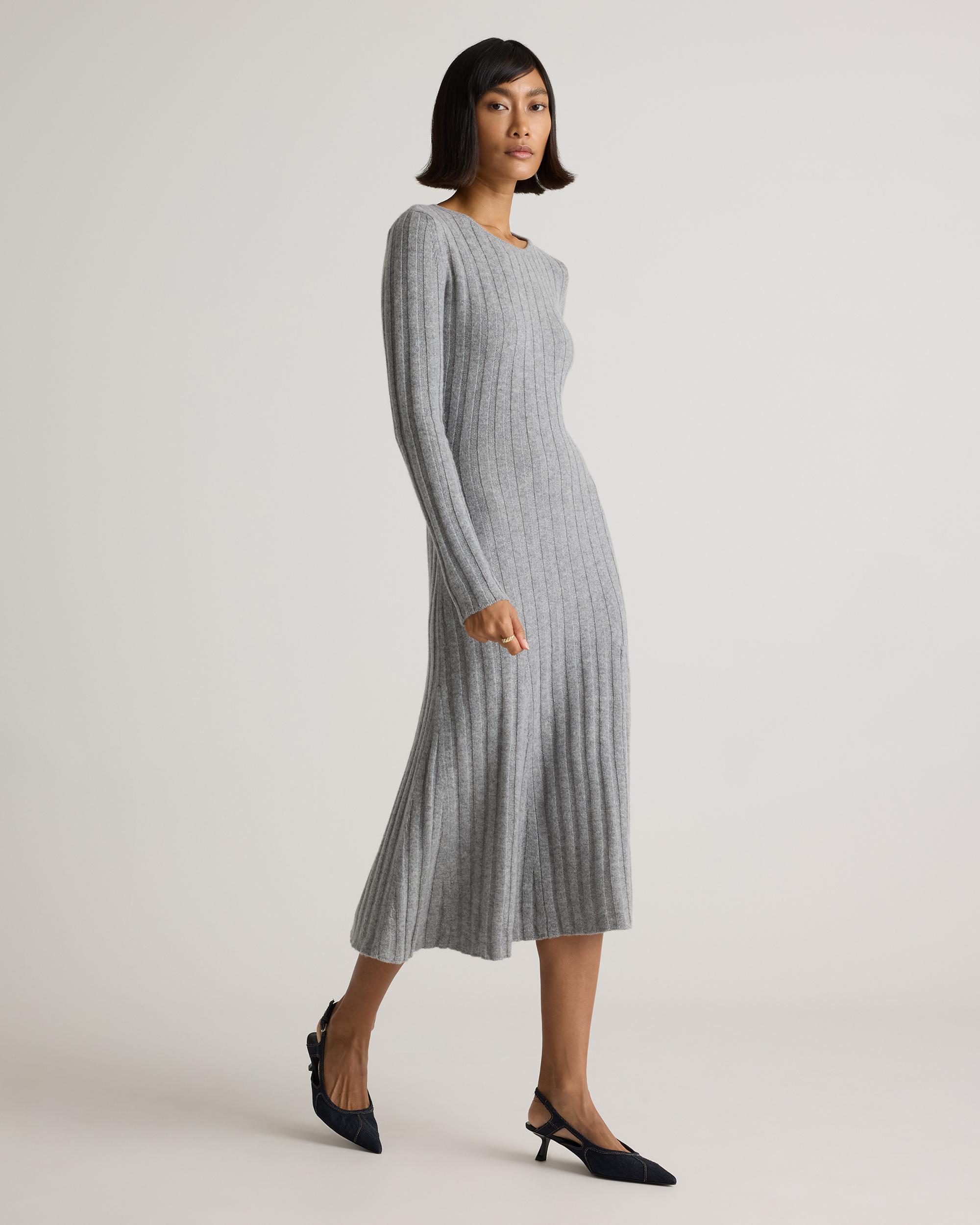 Quince | Women's Mongolian Cashmere Wide-Rib Midi Dress Product Image