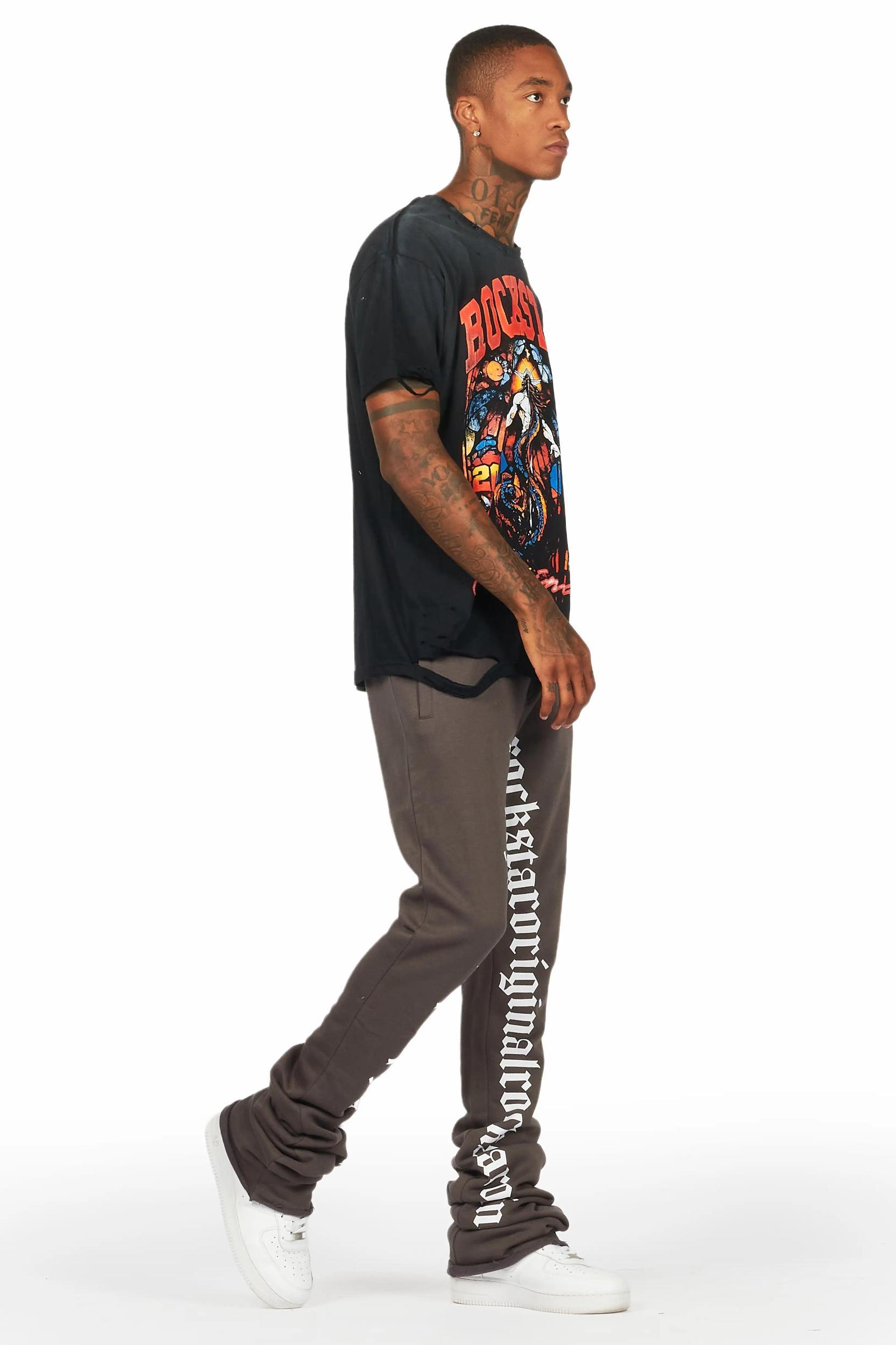 Nalo Black Graphic Oversized T-Shirt Male Product Image