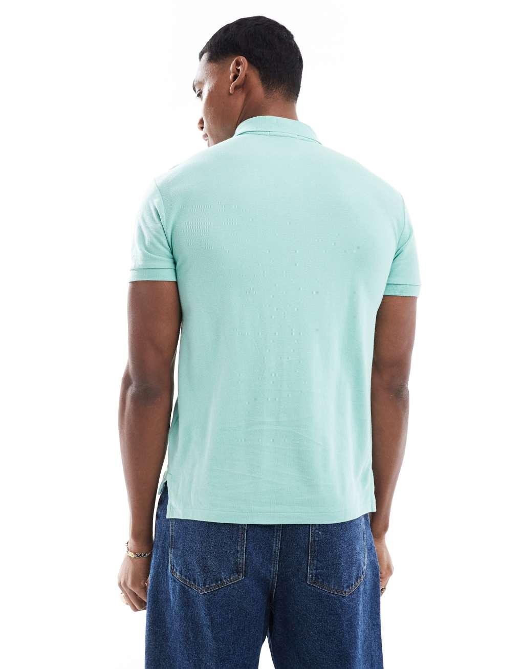 Polo Ralph Lauren icon logo slim fit pique polo in light green Product Image