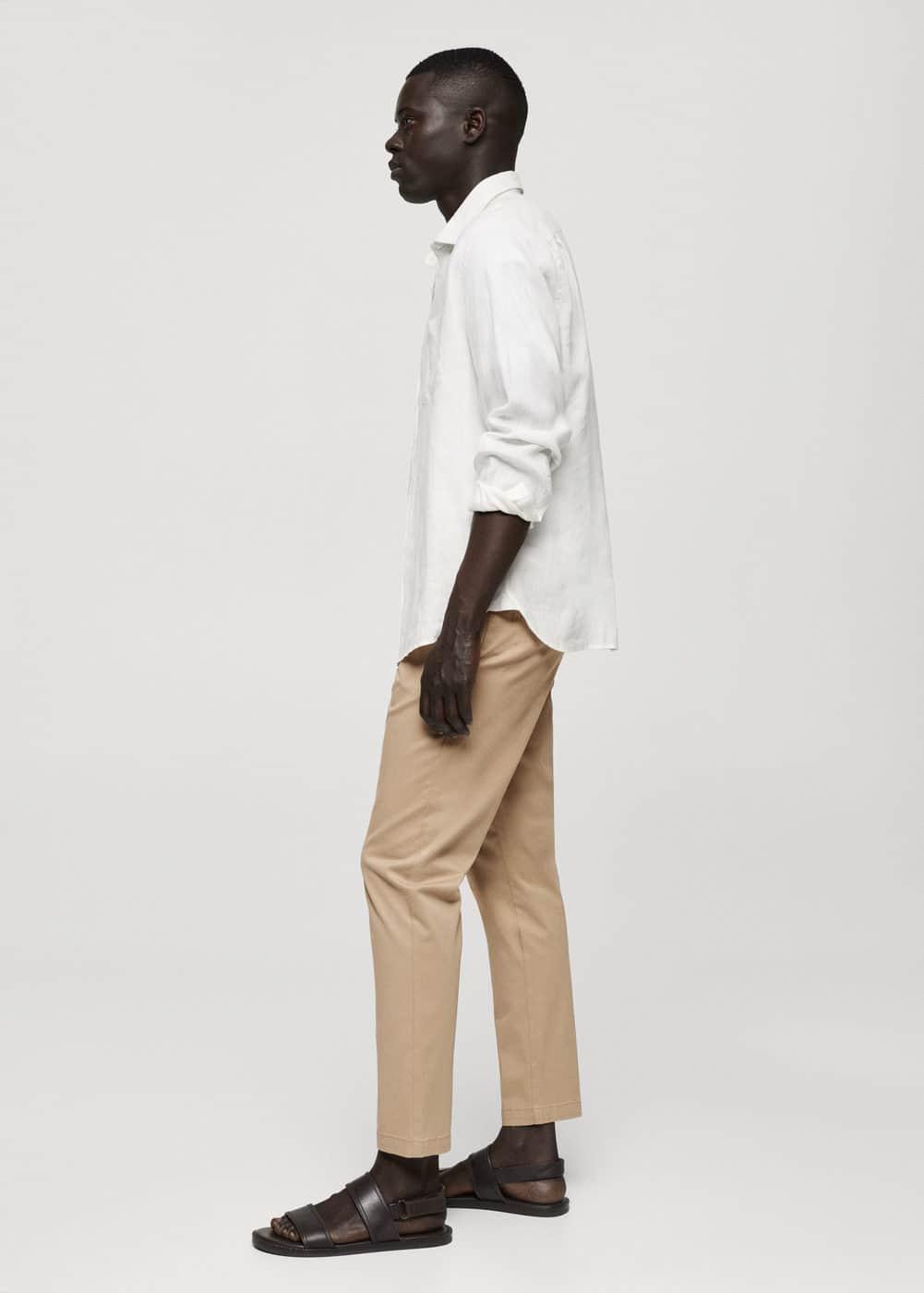 Mango Mens Cotton Tapered Crop Pants Product Image