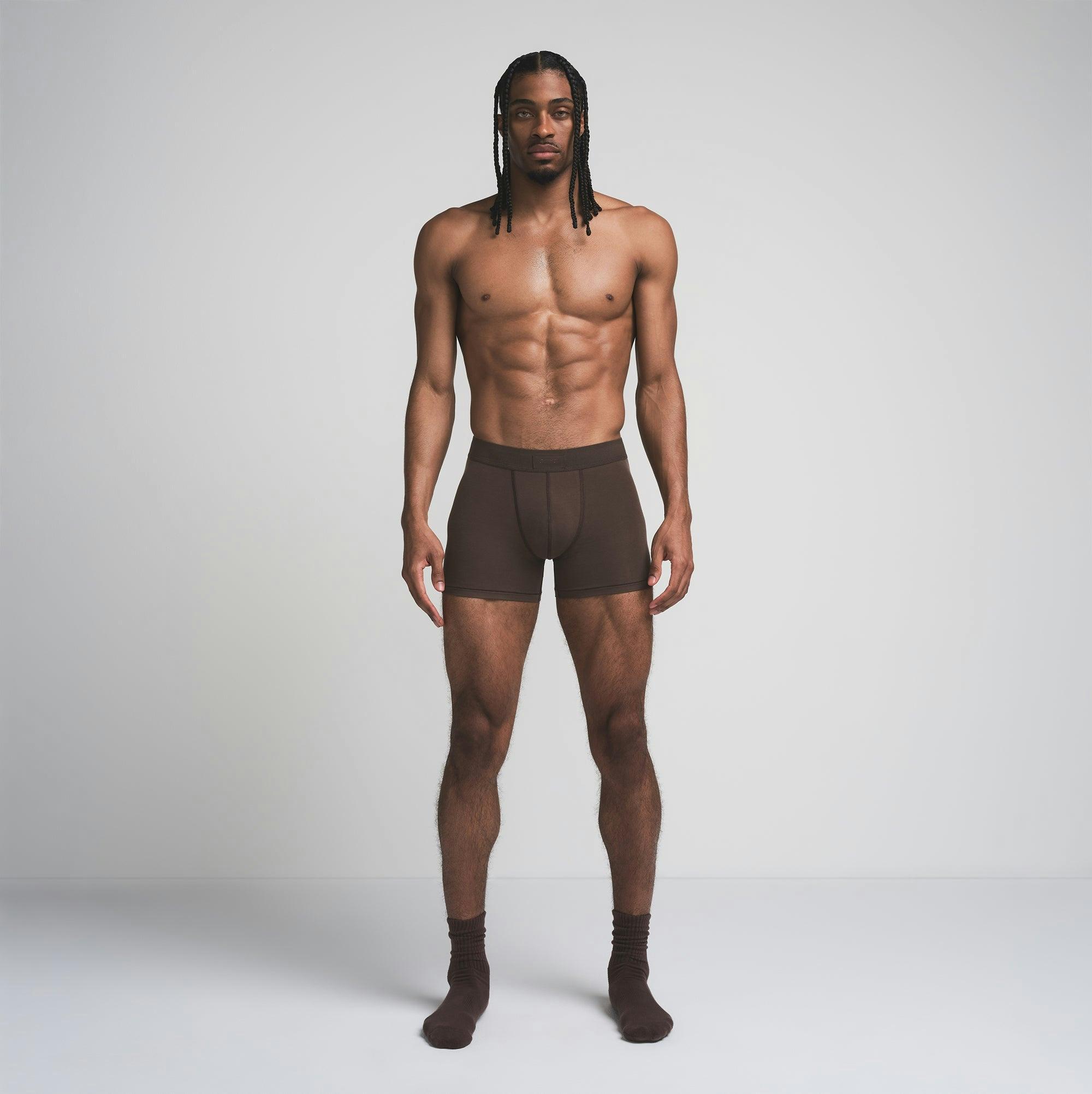 SKIMS COTTON MENS 3" BOXER BRIEF 3-PACK | DARK SEPIA MULTI Product Image