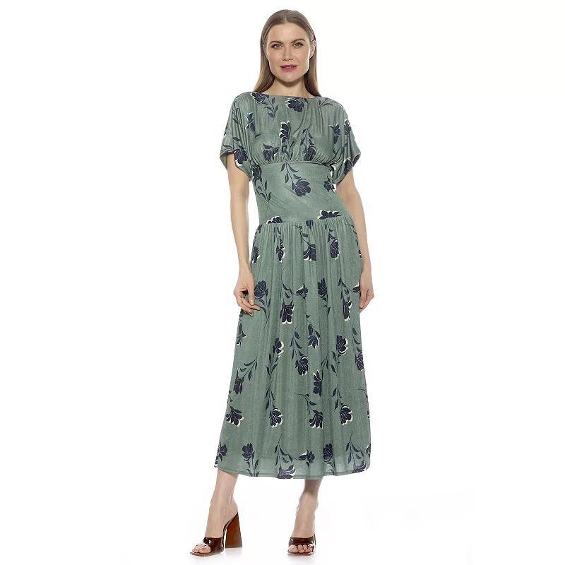 Women's ALEXIA ADMOR Luna Draped Dolman Sleeve Tea Length Dress, Size: Medium, Halogen Blue Product Image