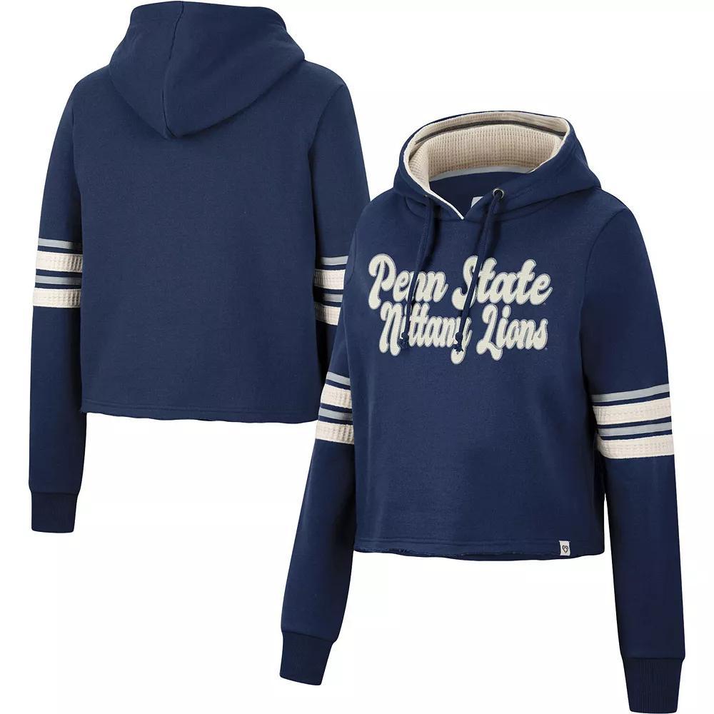 Women's Colosseum Navy West Virginia Mountaineers Retro Cropped Pullover Hoodie, Size: XL, Blue Product Image
