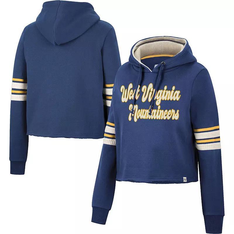 Women's Colosseum Navy West Virginia Mountaineers Retro Cropped Pullover Hoodie, Size: XL, Blue Product Image