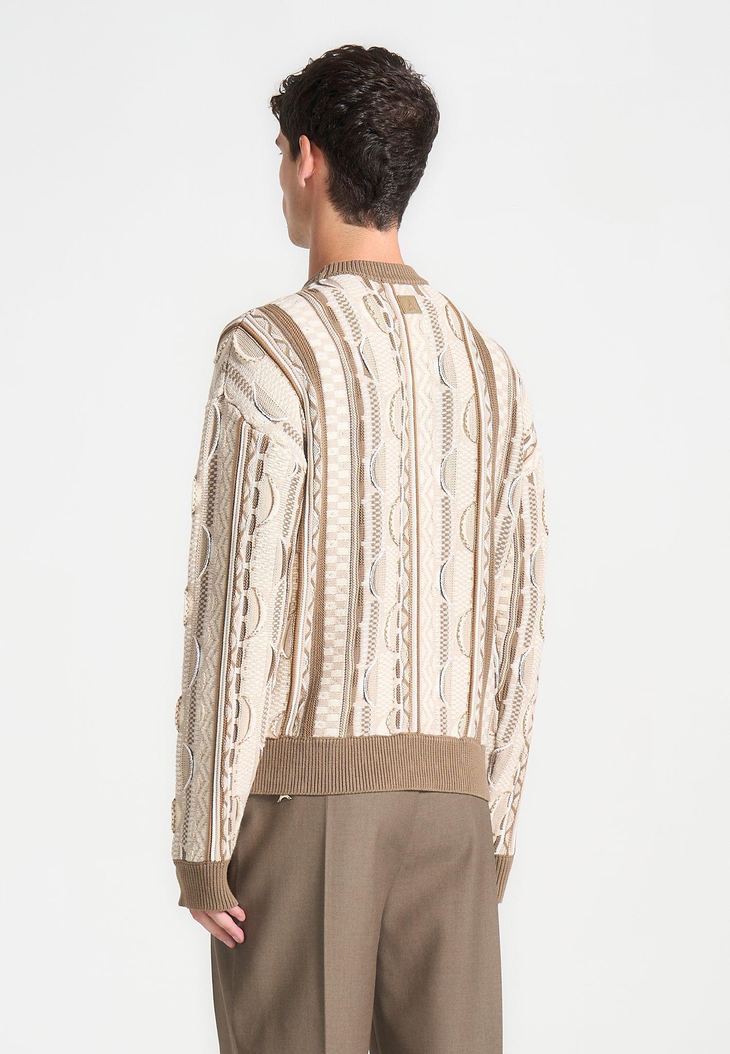 Jacquard Cotton Knit Jumper - Beige Male Product Image