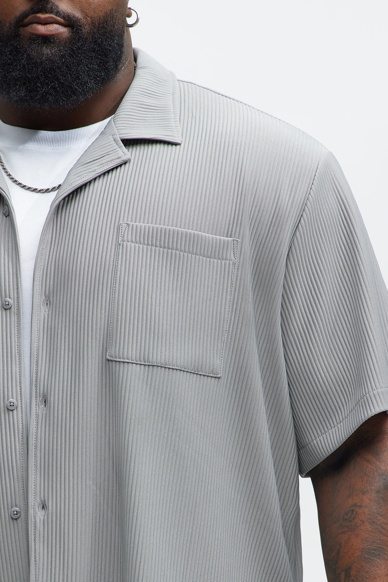 Show Up Short Sleeve Cuban Shirt - Grey Product Image