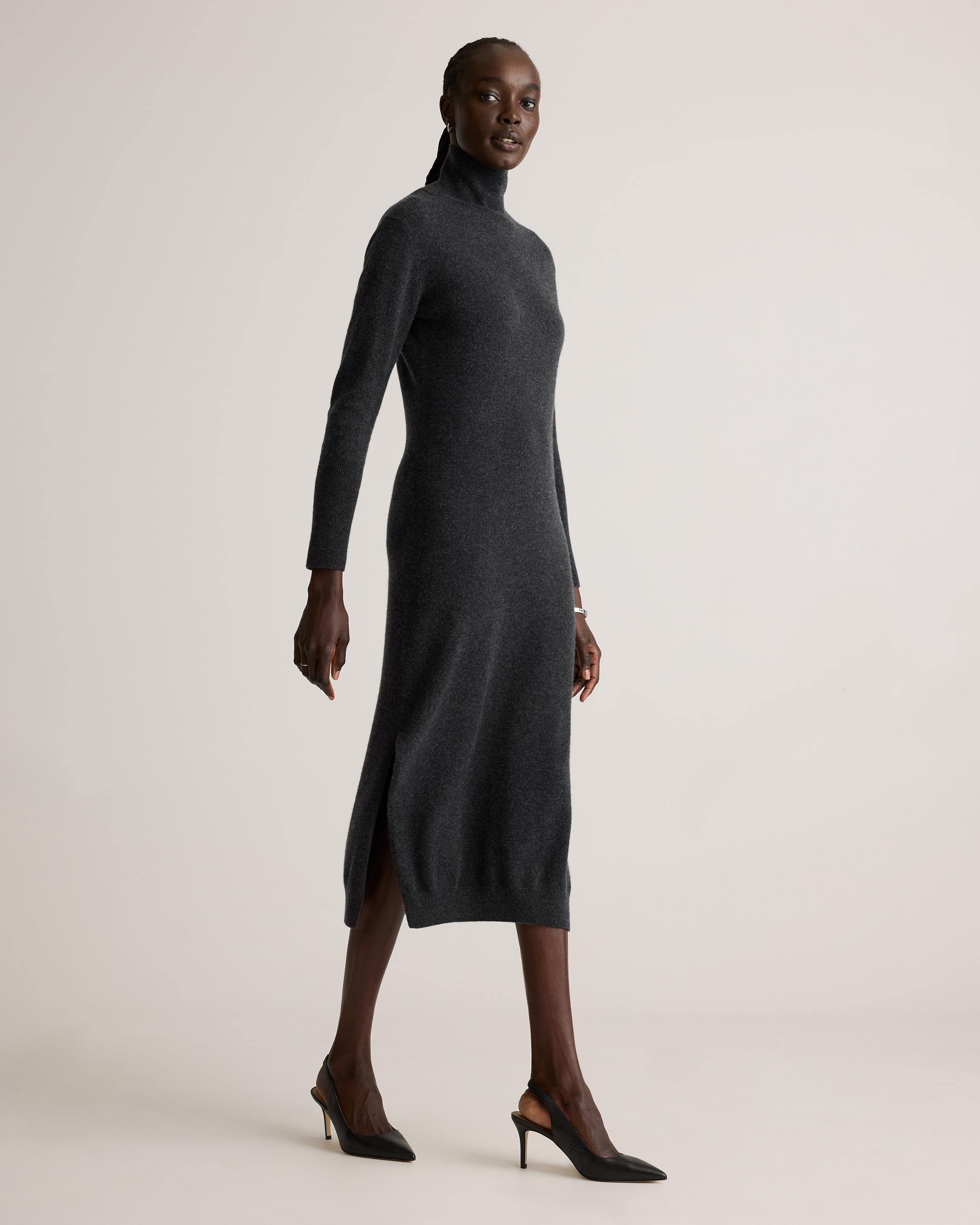 Quince | Women's Mongolian Cashmere Turtleneck Midi Sweater Dress Size XS Product Image