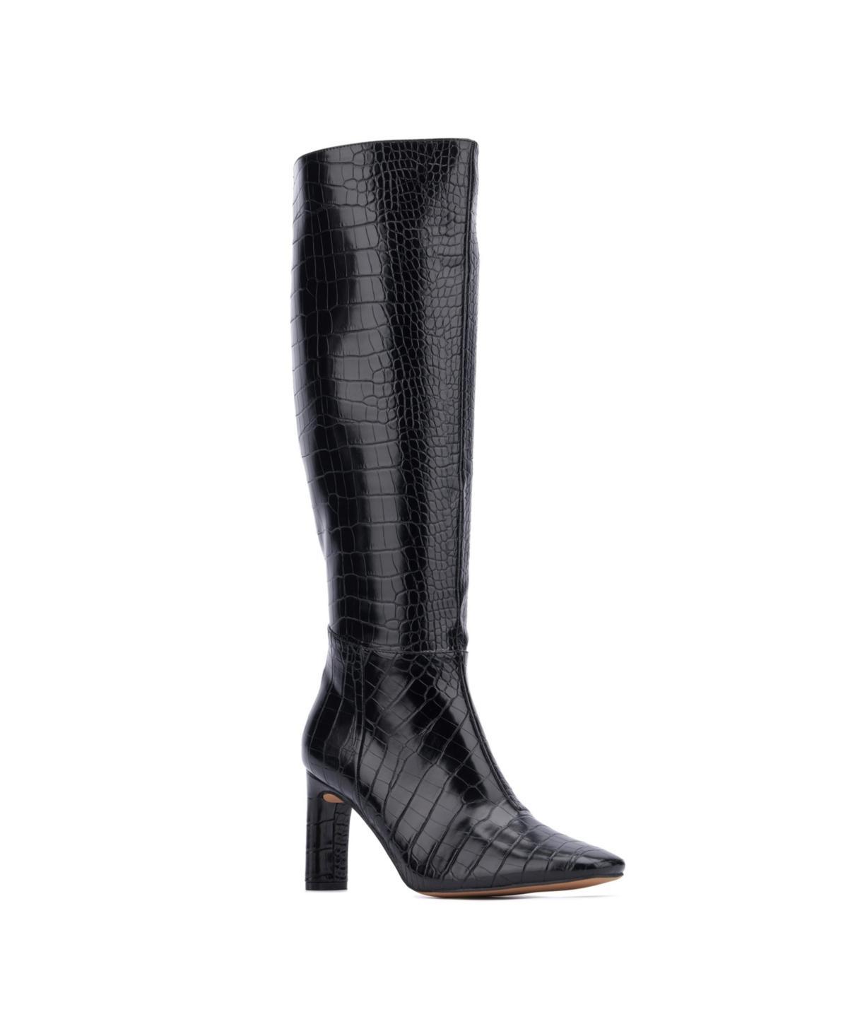 New York & Company Isabelle Women's Knee-High Boots, Size: 7, Black Croc Product Image