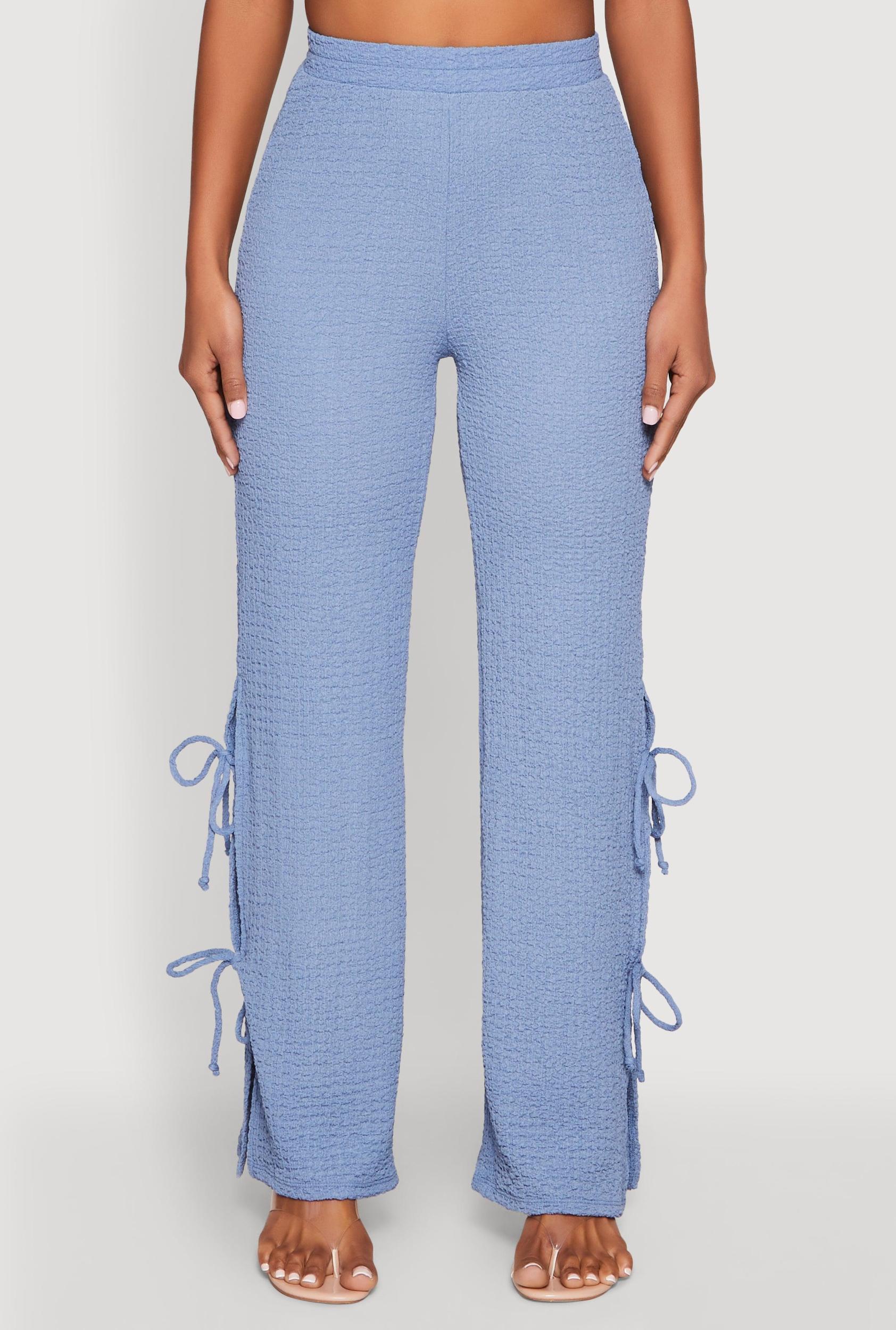 Womens Textured Knit Double Side Tie Slit Pants Product Image