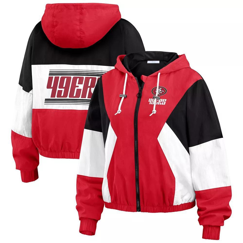 Womens WEAR by Erin Andrews Scarlet San Francisco 49ers Color Block Full-Zip Windbreaker Jacket Product Image