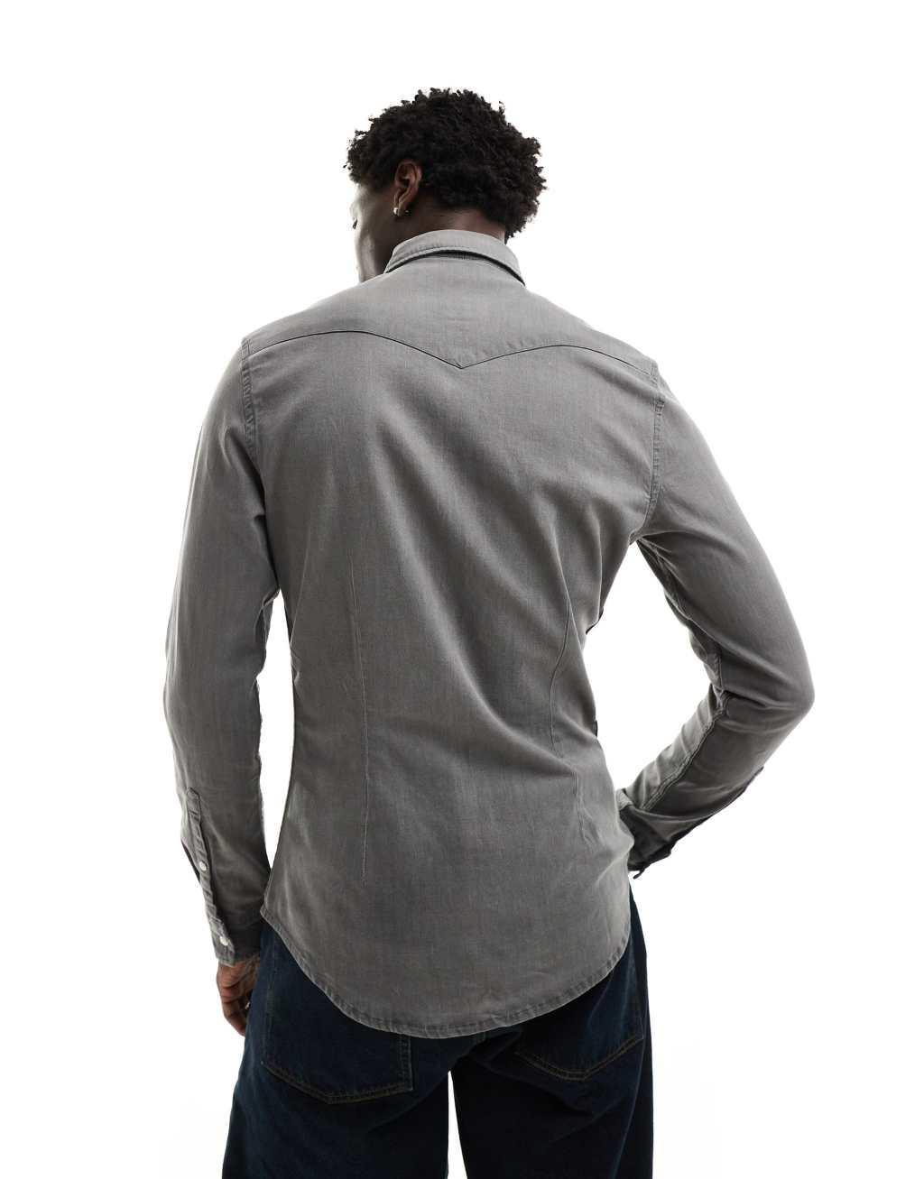 ASOS DESIGN skinny fit western denim shirt Product Image