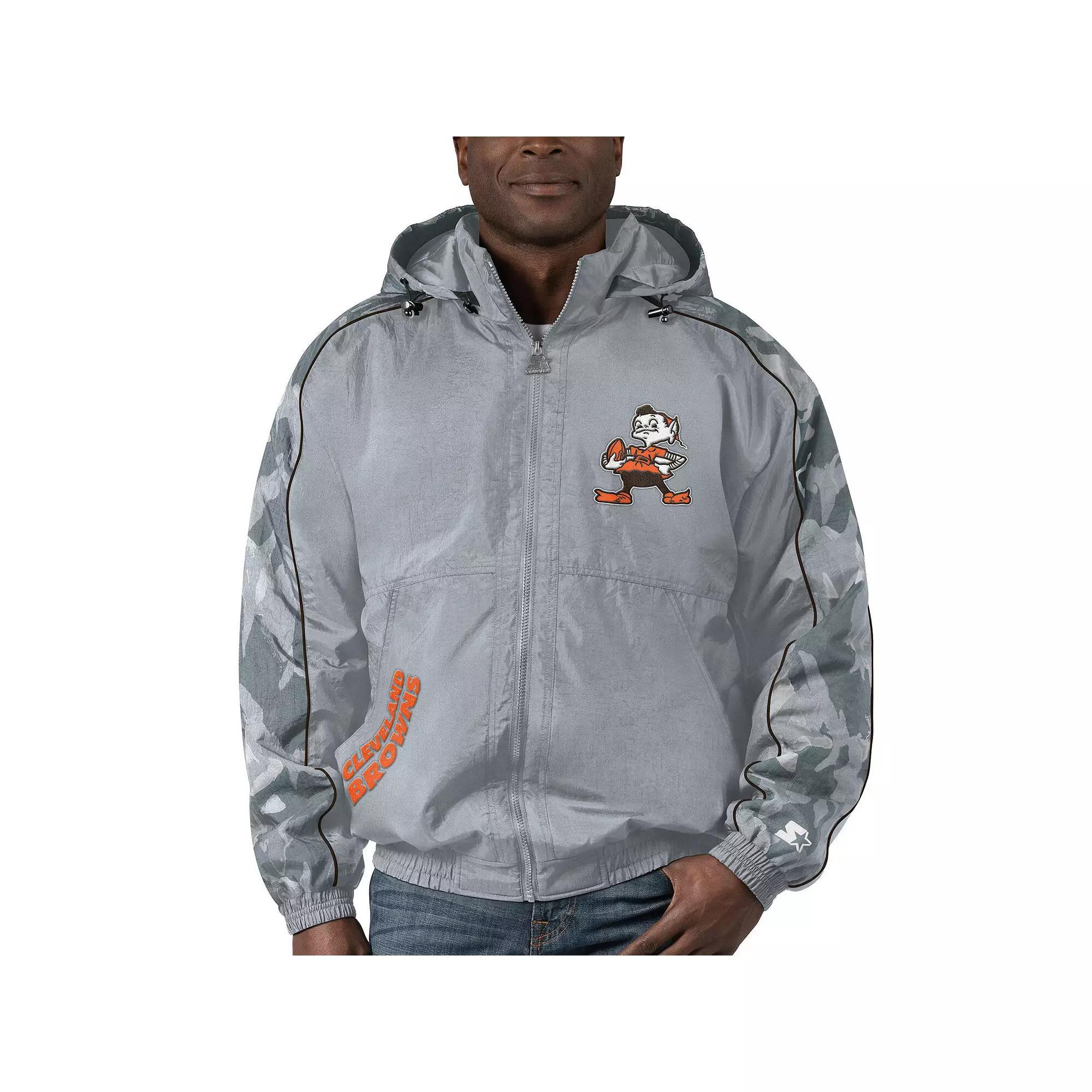 Men's Starter Gray Cleveland Browns Thursday Night Gridiron Throwback Full-Zip Jacket, Size: Small, Grey Product Image