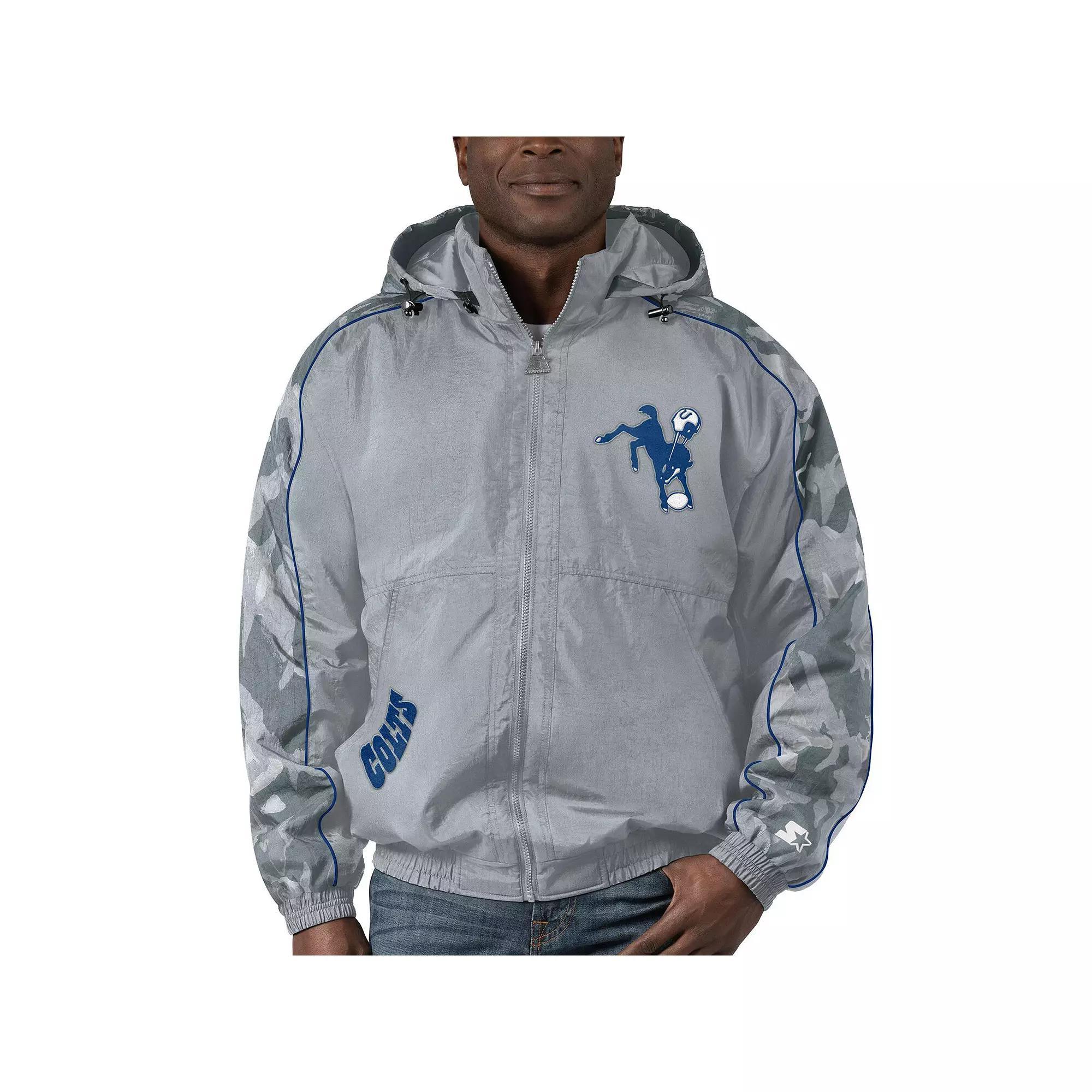 Men's Starter Gray Indianapolis Colts Thursday Night Gridiron Throwback Full-Zip Jacket, Size: Small, Grey Product Image