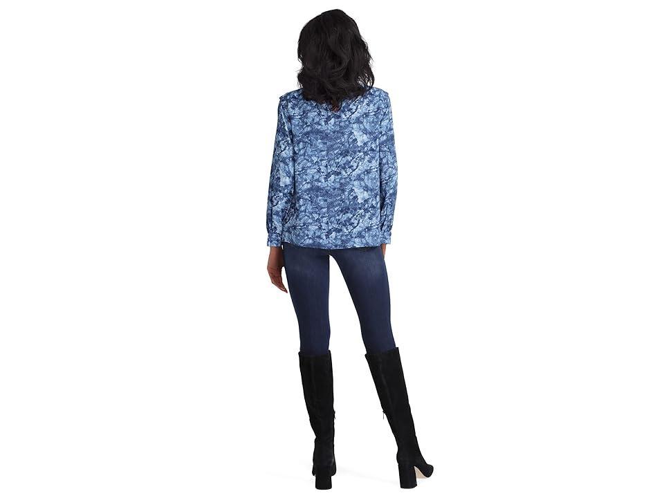 H Halston Long Sleeve Blouson Blouse (Hidden Lines Pacific Coast) Women's Clothing Product Image