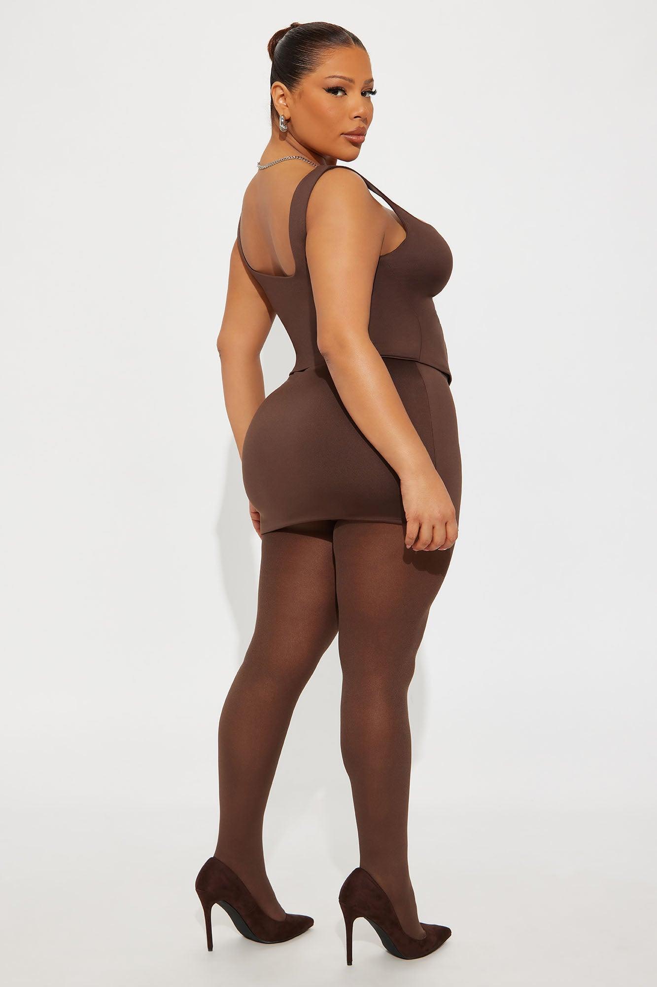 Contour Double Lined Mini Skirt - Chocolate Product Image