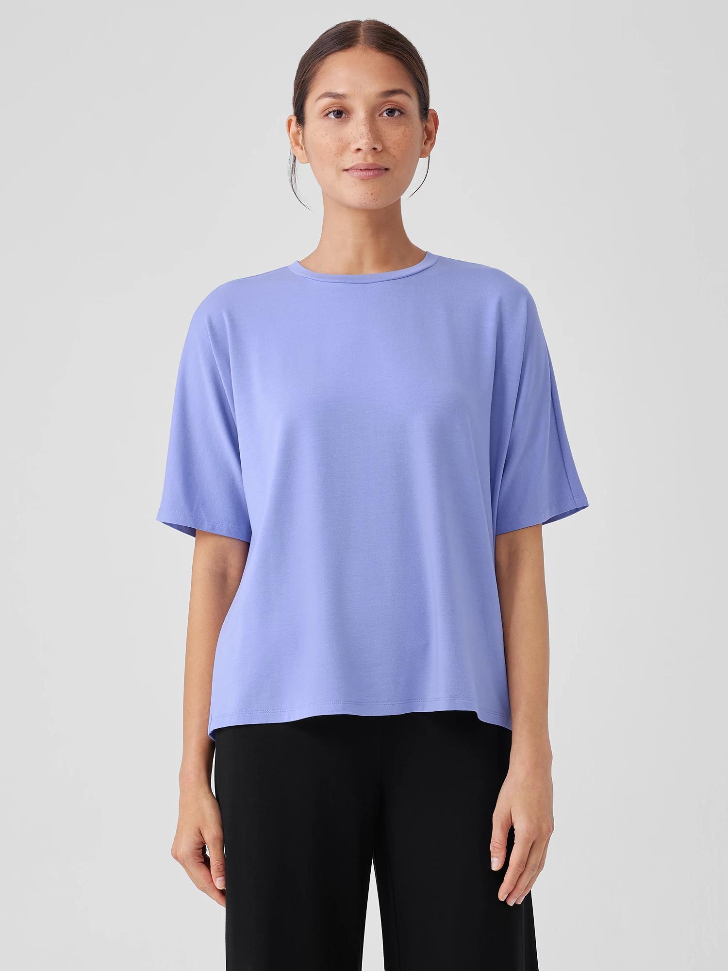 Stretch Jersey Knit Crew Neck Tee Product Image