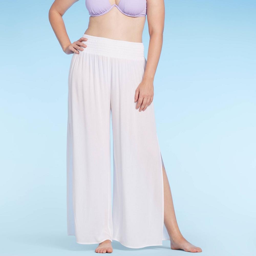 Women's Smocked Waist Side Slit Cover Up Pants - Shade & Shore™ Product Image