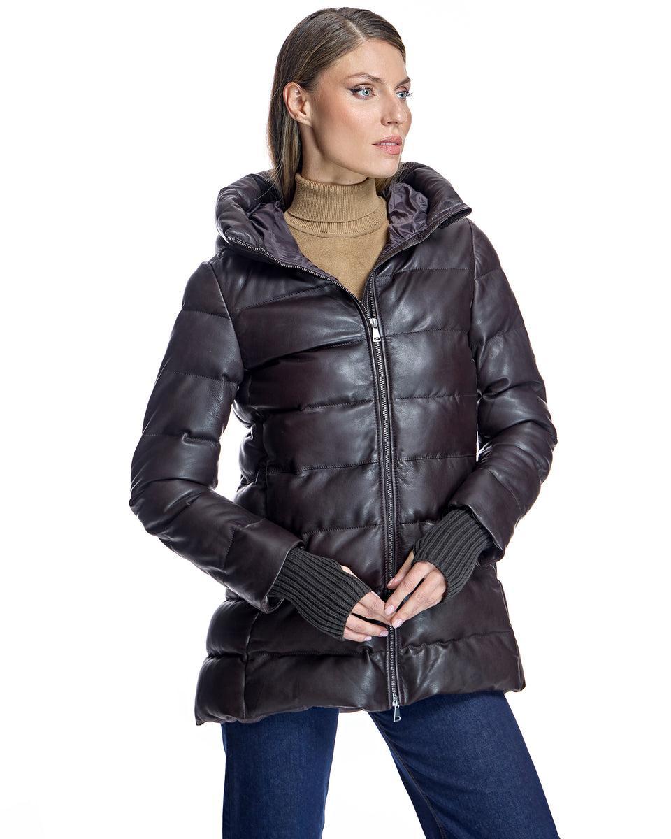 Down-filled Leather Jacket Product Image