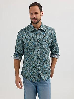 Men's Wrangler® Retro® Premium Long Sleeve Western Snap Printed Shirt in Floral T Product Image
