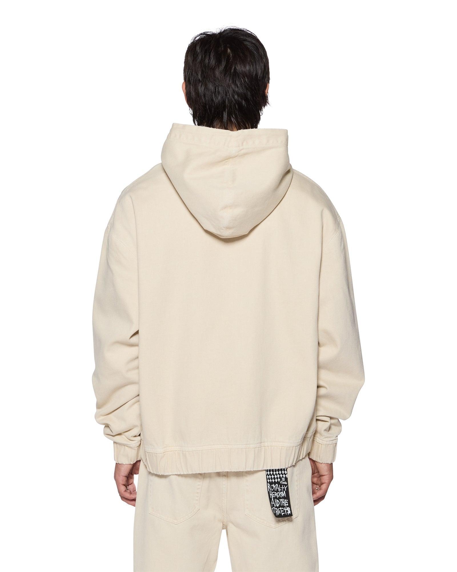 ZIPPED DENIM HOODIE ECRU Male Product Image