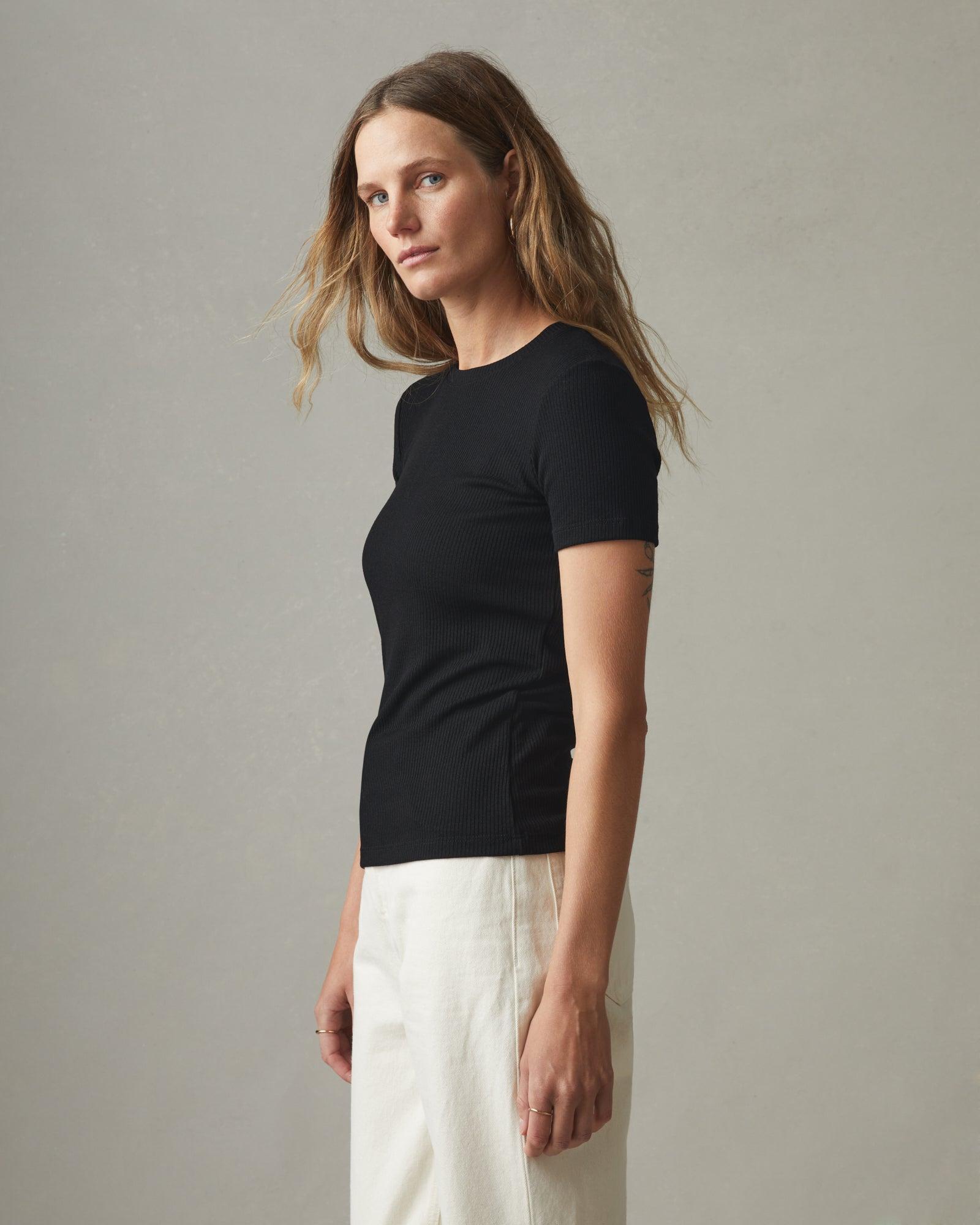 Women's Rib Crew Tee - Super Black Female Product Image