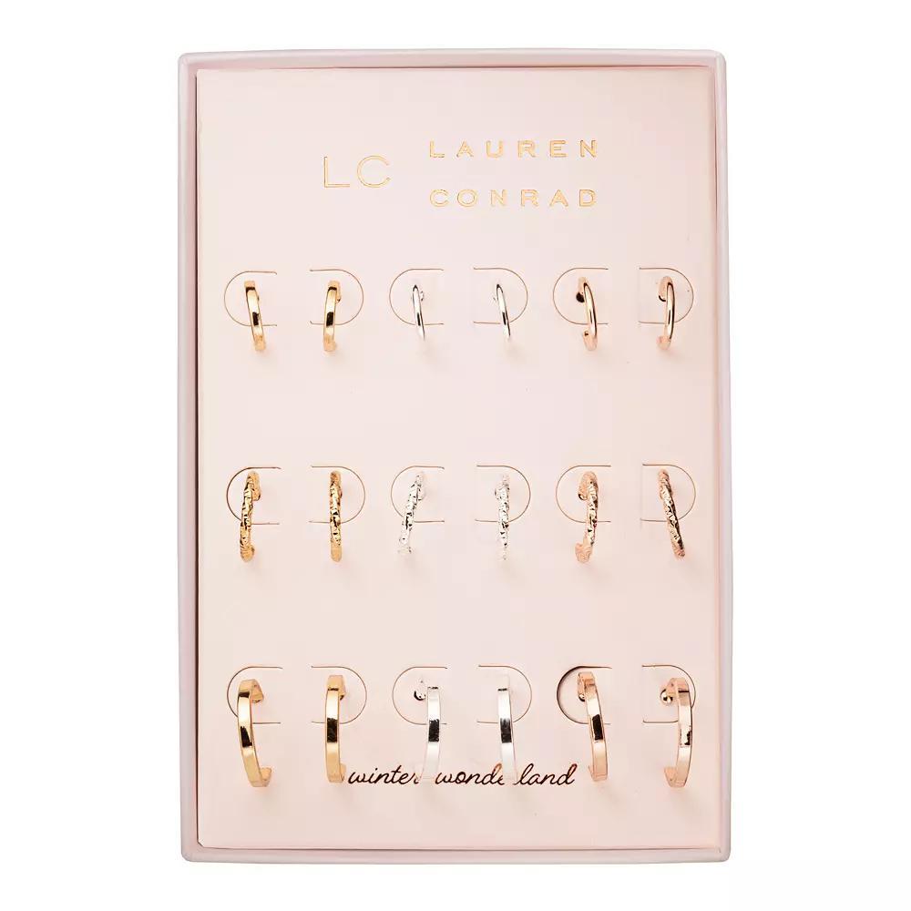 LC Lauren Conrad 9 Pair Hoop Earring Set, Womens, Tone Product Image
