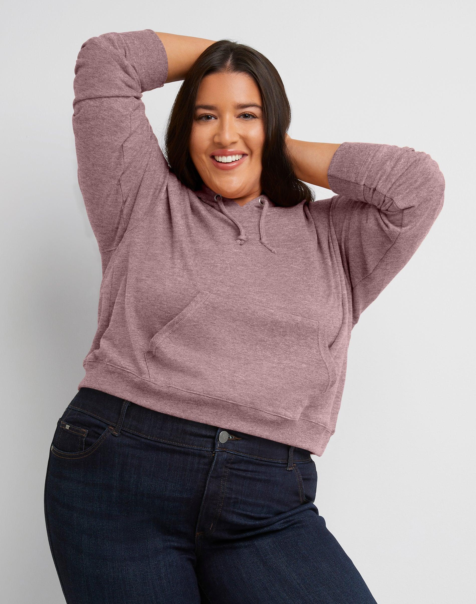 Hanes Originals Womens French Terry Cropped Hoodie (Plus Size) Allgood Gold 4X Product Image